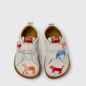 NEW Camper Sneakers Twins White printed leather shoes for kids